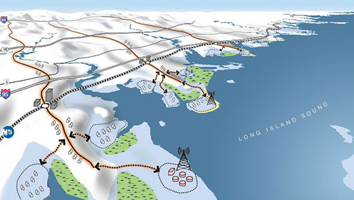 Cartoon map of coastal CT